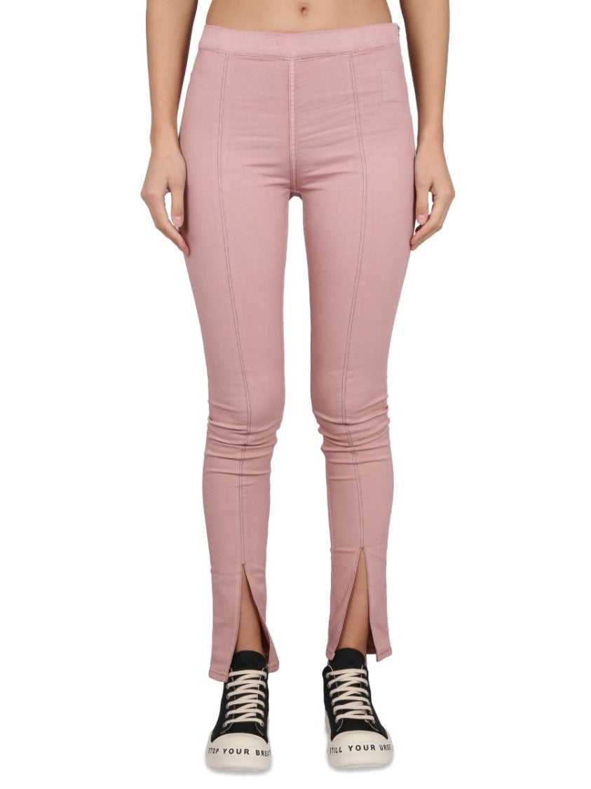 Denim Leggings With Elastic Waistband And Stylish Slits