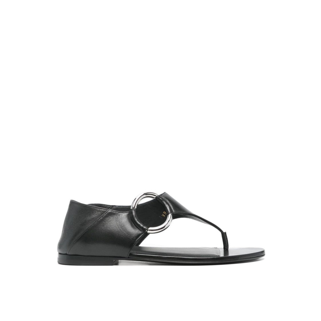 Ring Leather Flat Sandals With Silver-Tone Hardware