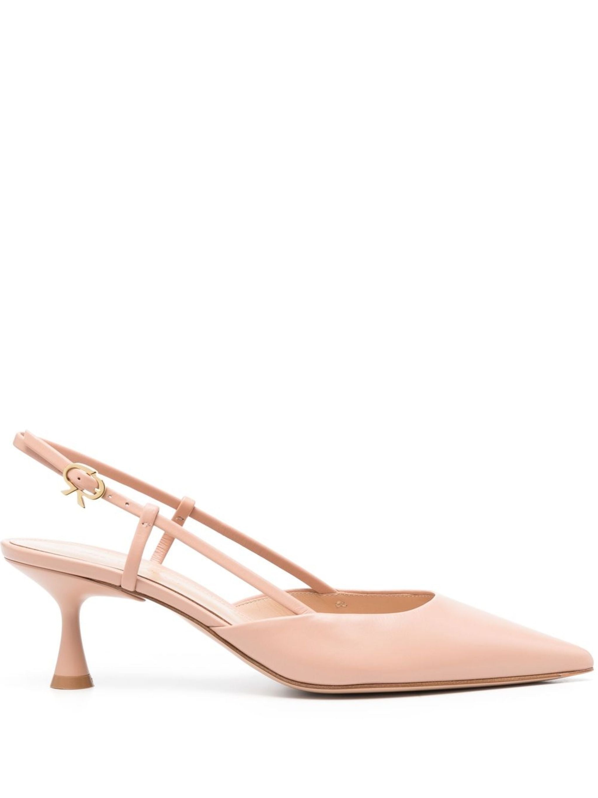 Pointed Toe Calf Leather Kitten Slingbacks