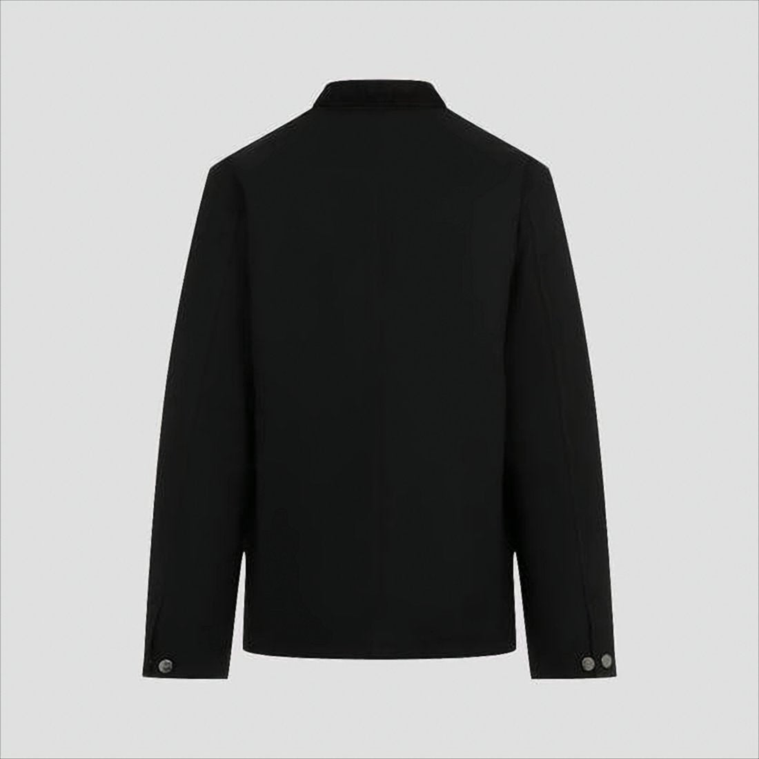 Structured Black Cotton Jacket with Classic Collar
