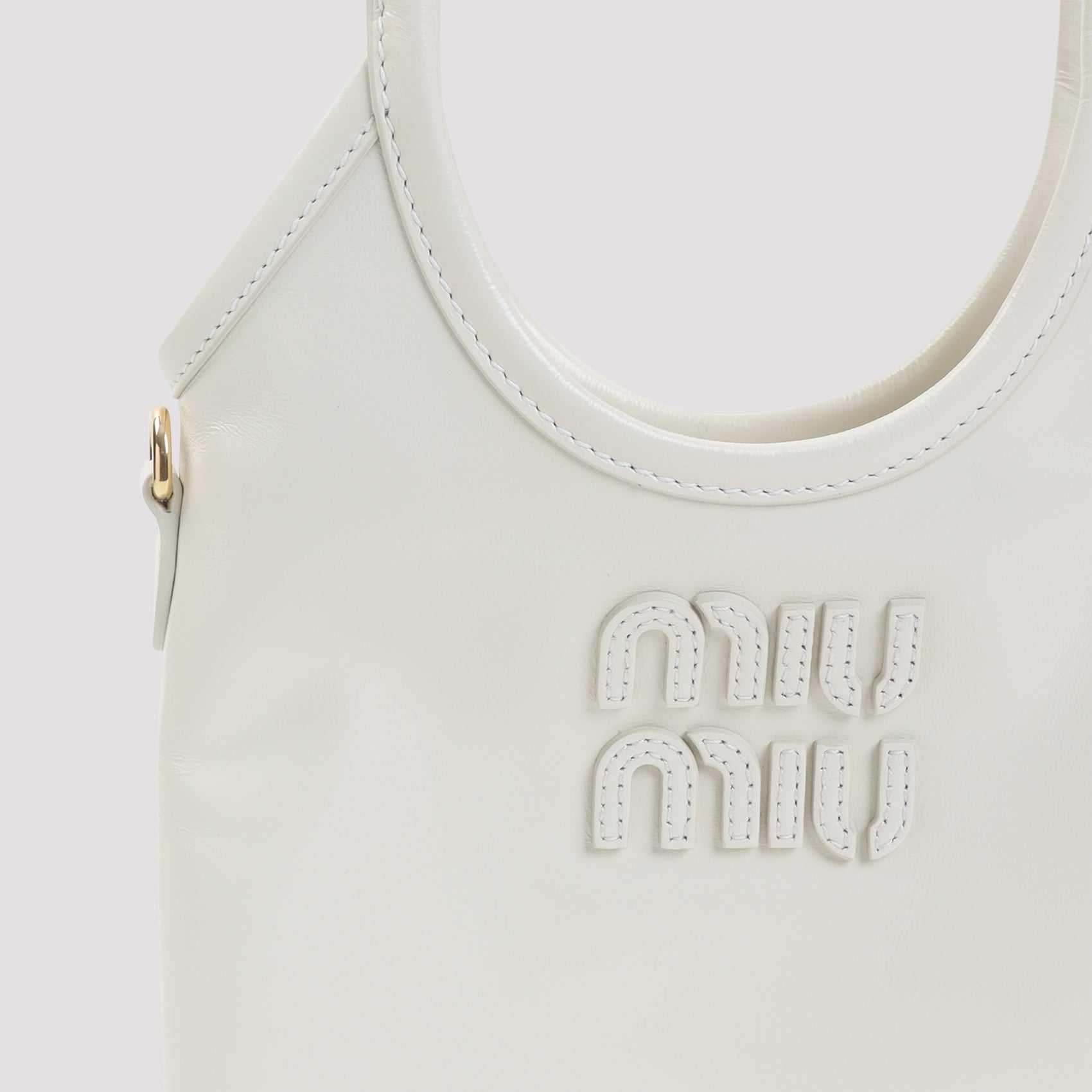 Compact White Calf Leather Shoulder Bag