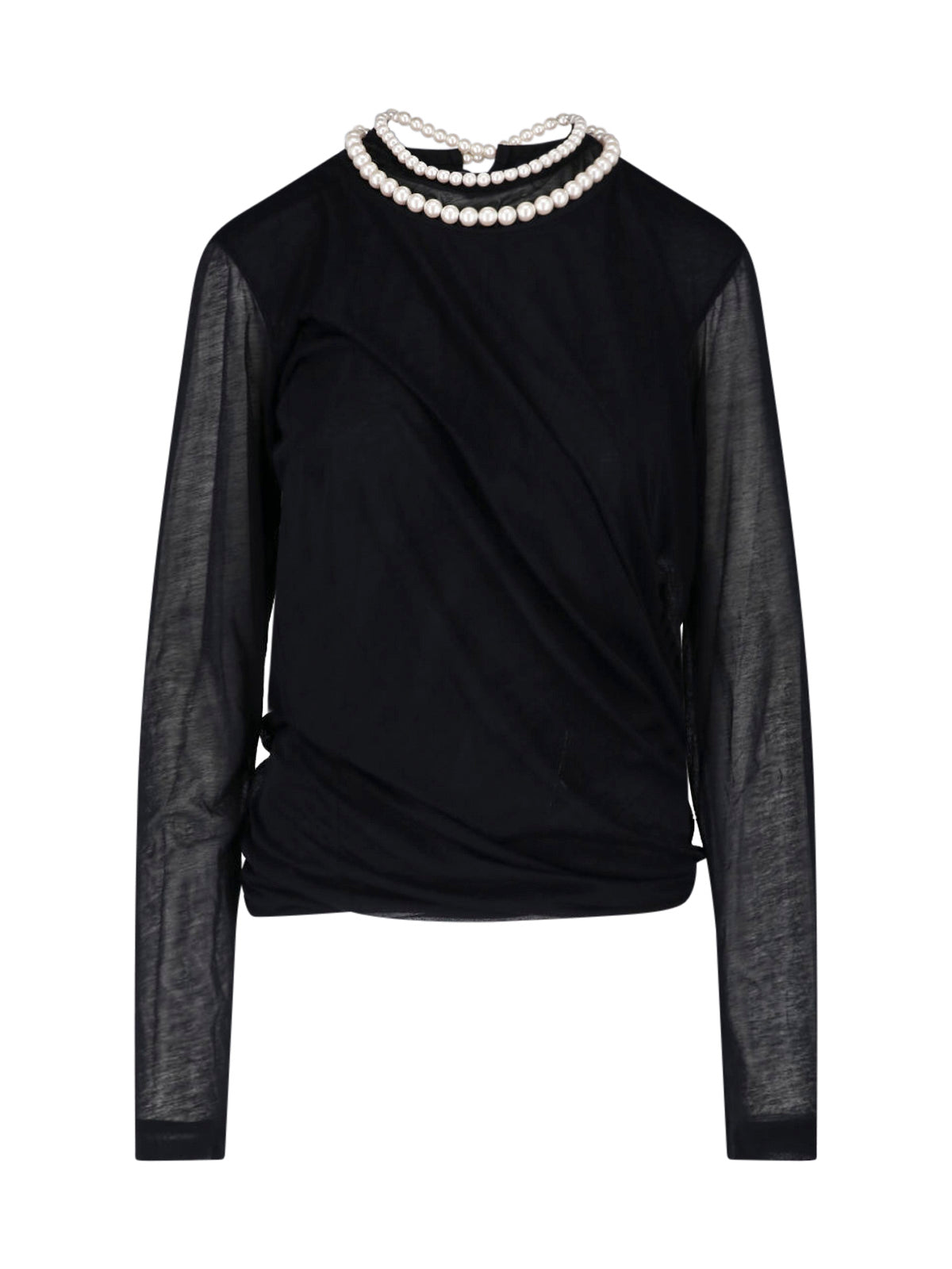 Black Pearl Embellished Cotton Top