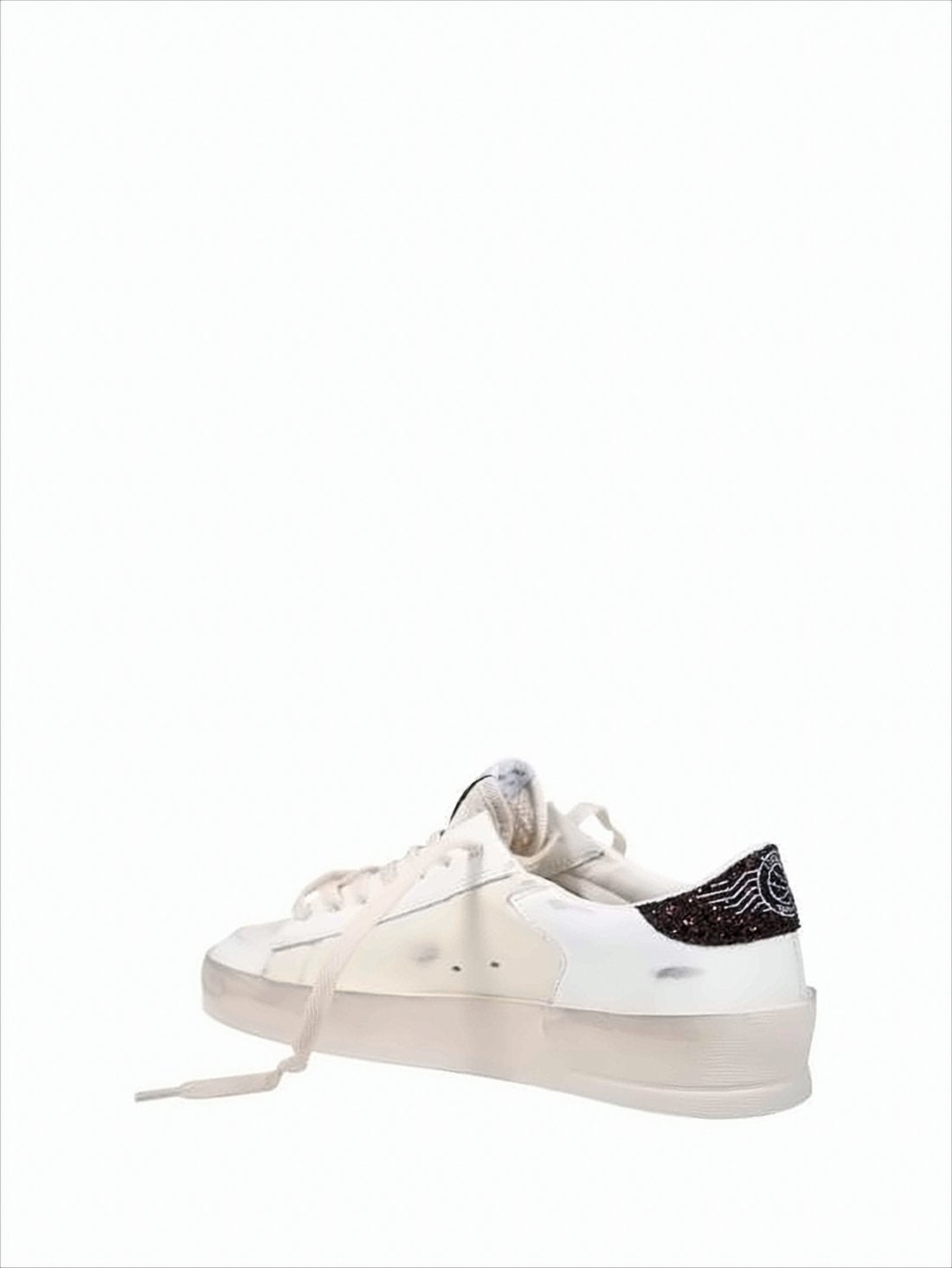 Distressed Nappa Leather Low-Top Sneakers With Glitter Details