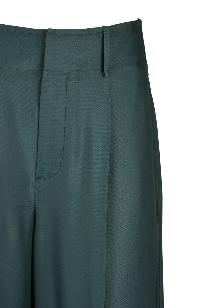 Viscose/Silk Trousers - Green