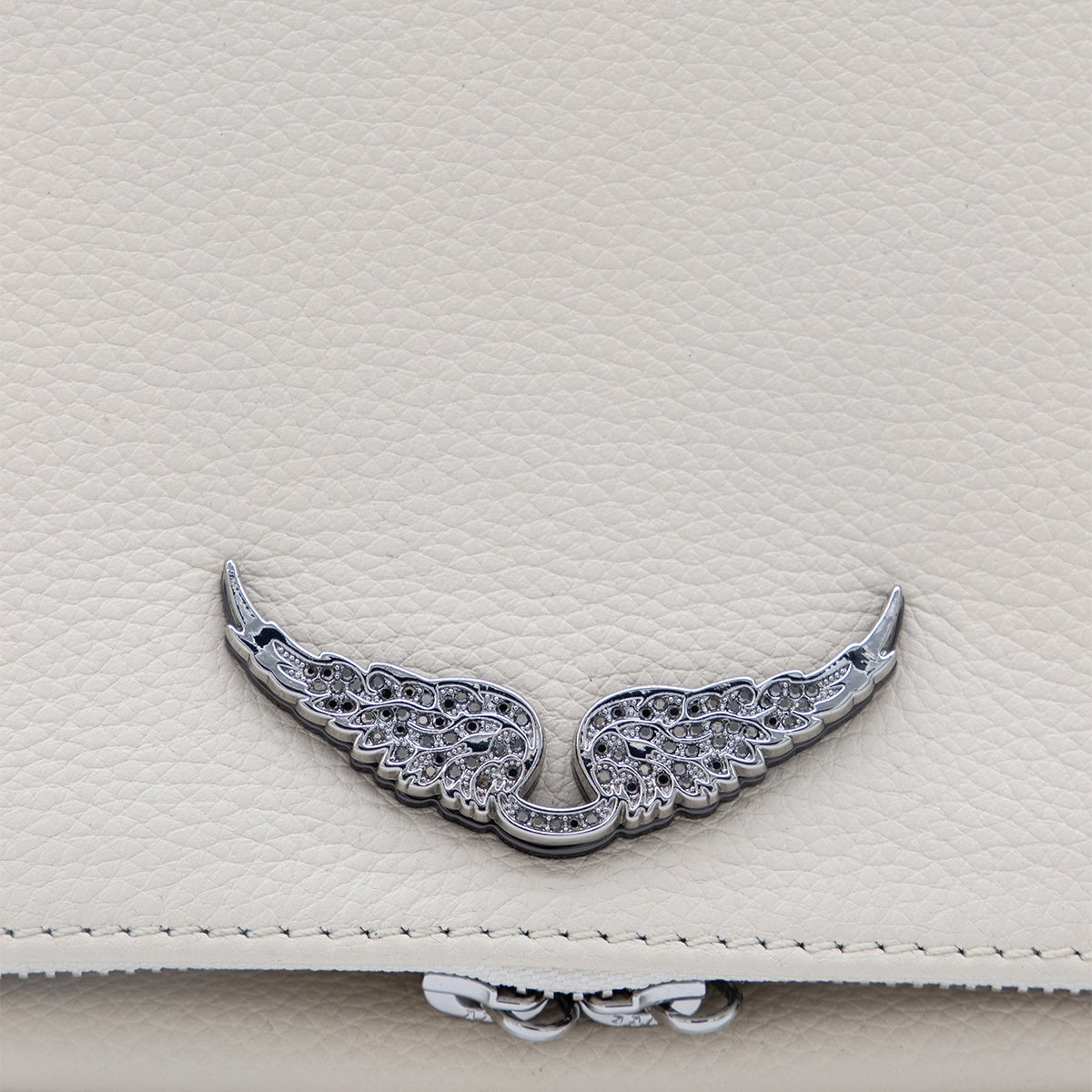Rock Nano Textured White Leather Shoulder Bag
