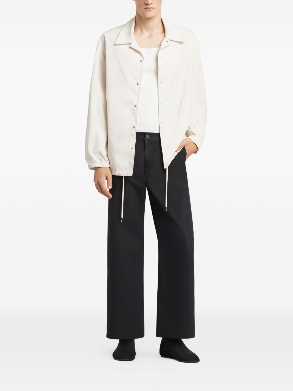 Beige Logo Lettering Drawstring Hem Jacket