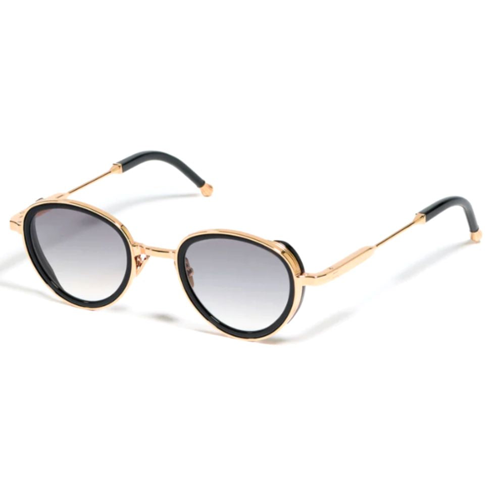 Christian Round Gradient-Tint Sunglasses with Gold and Black Accents