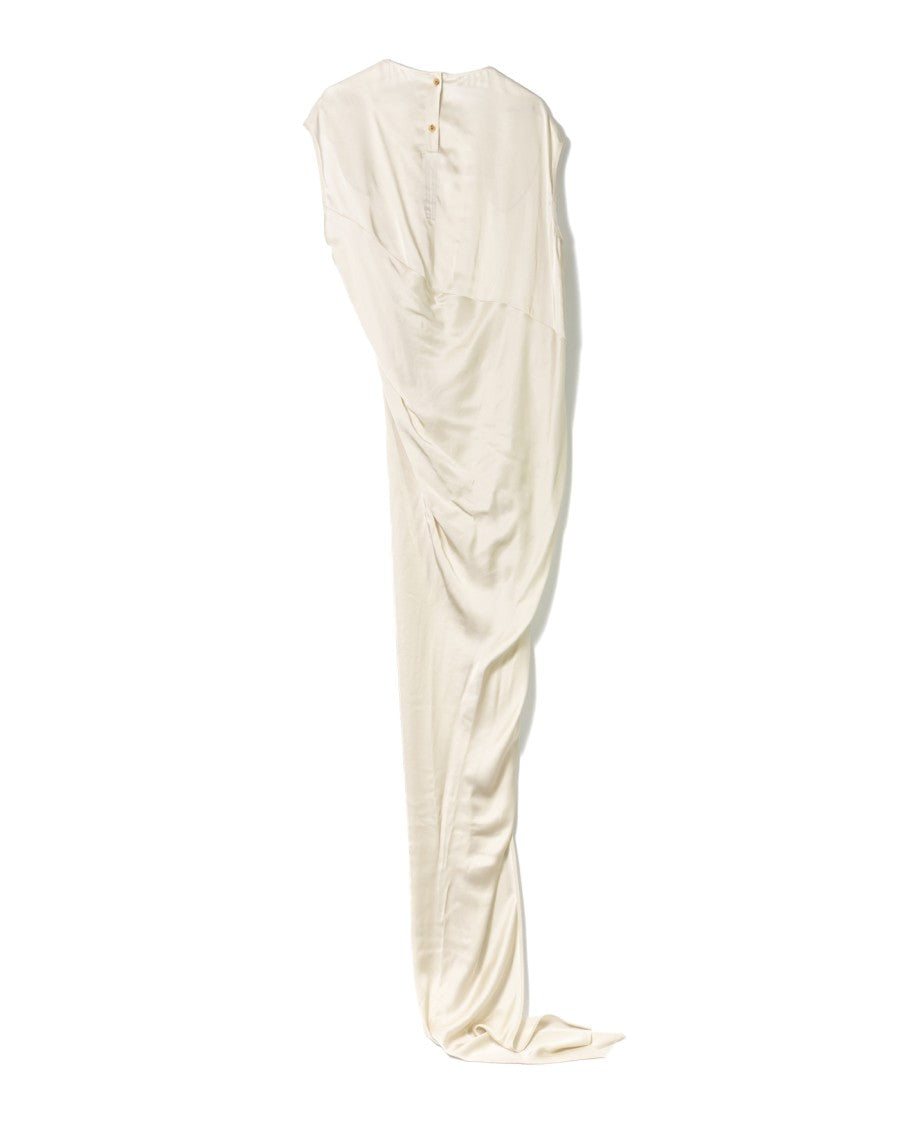 Satin-Finish White Dress