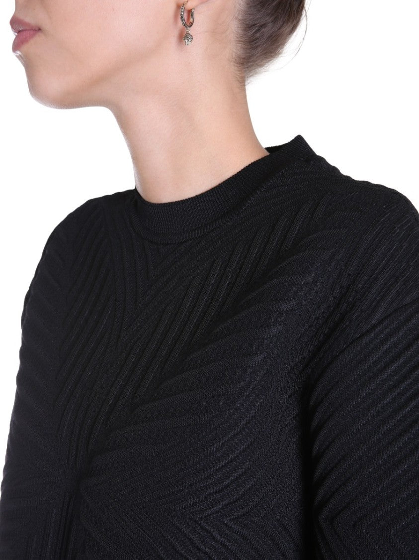 Textured Black Crew Neck Sweater