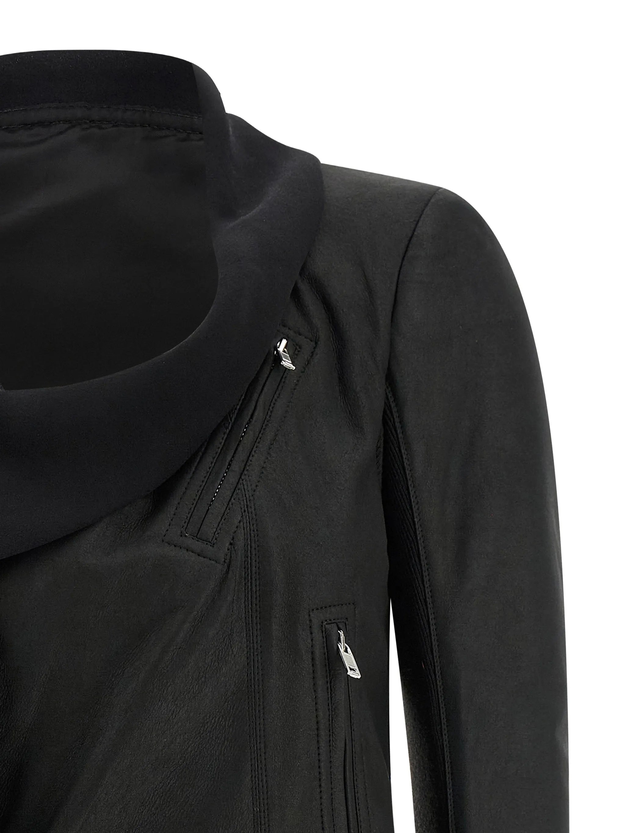 Scarf Biker Cropped Leather Jacket