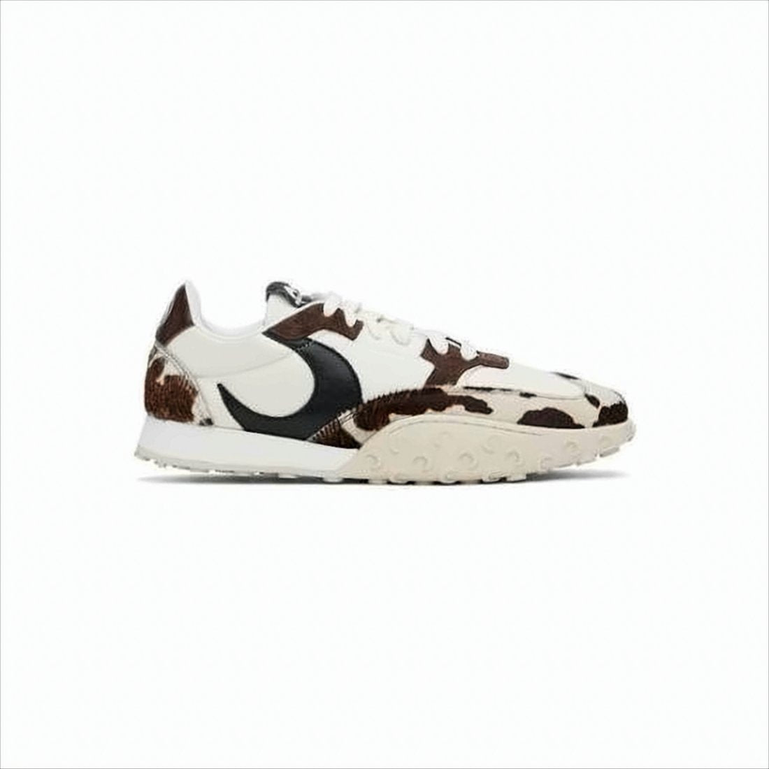 Low-Top White Sneakers with Cowhide Pattern