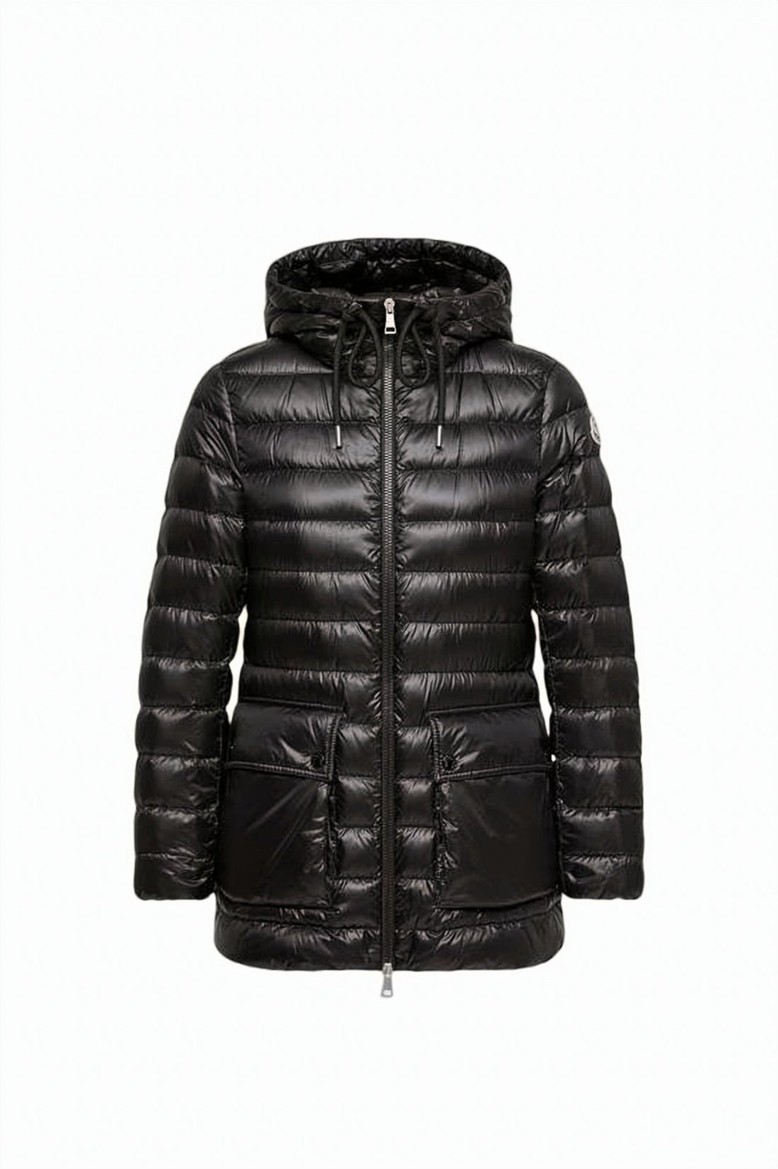 Glossy Quilted Down Jacket with Hood