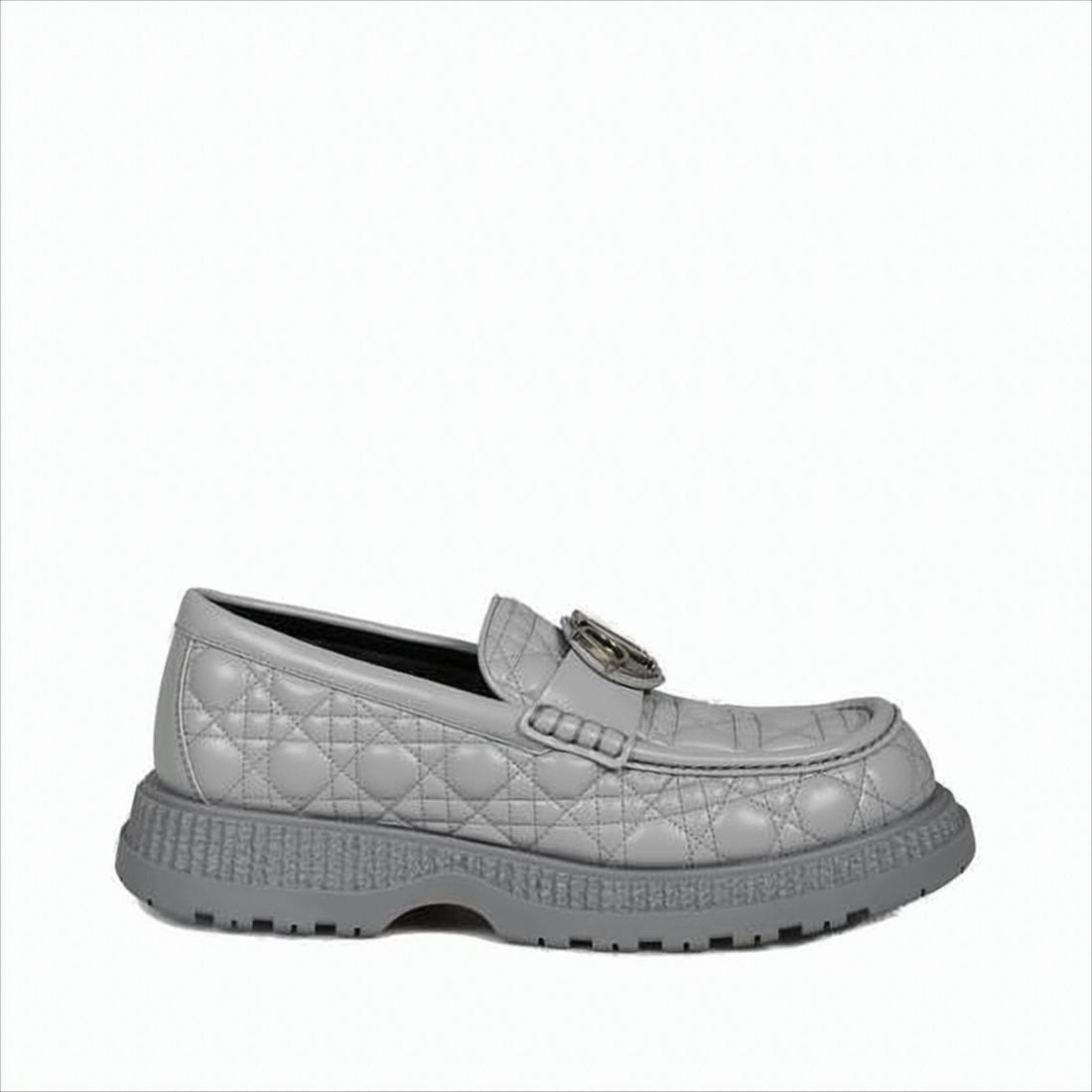 Quilted Buffalo Leather Loafers with Rugged Sole