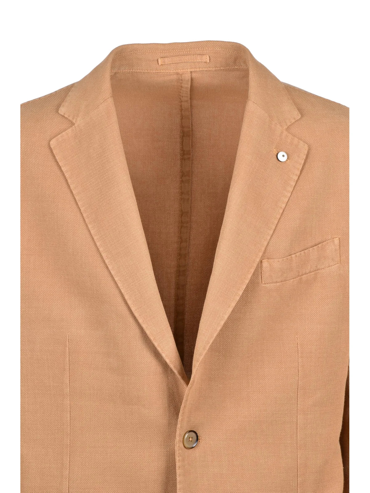 Beige Cotton Ramie Rounded Blazer Jacket