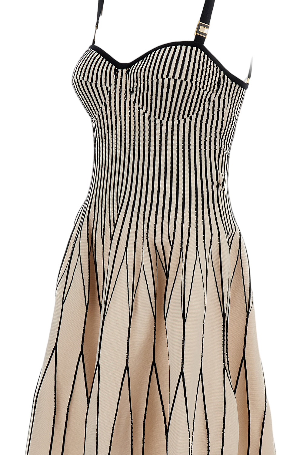 Bicolour Knit Mini Dress with Geometric Patterns