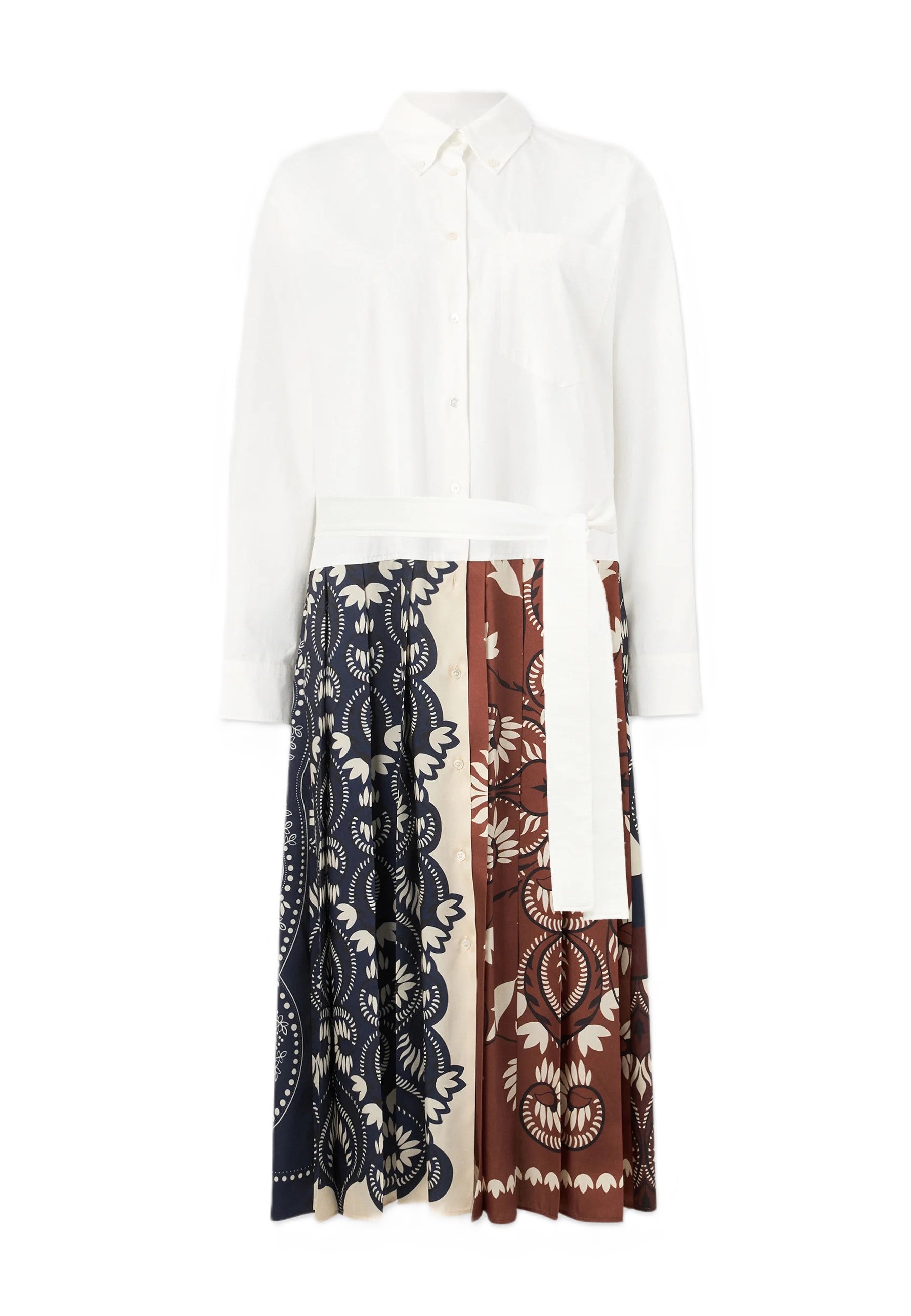 White Cotton Blend Midi Dress