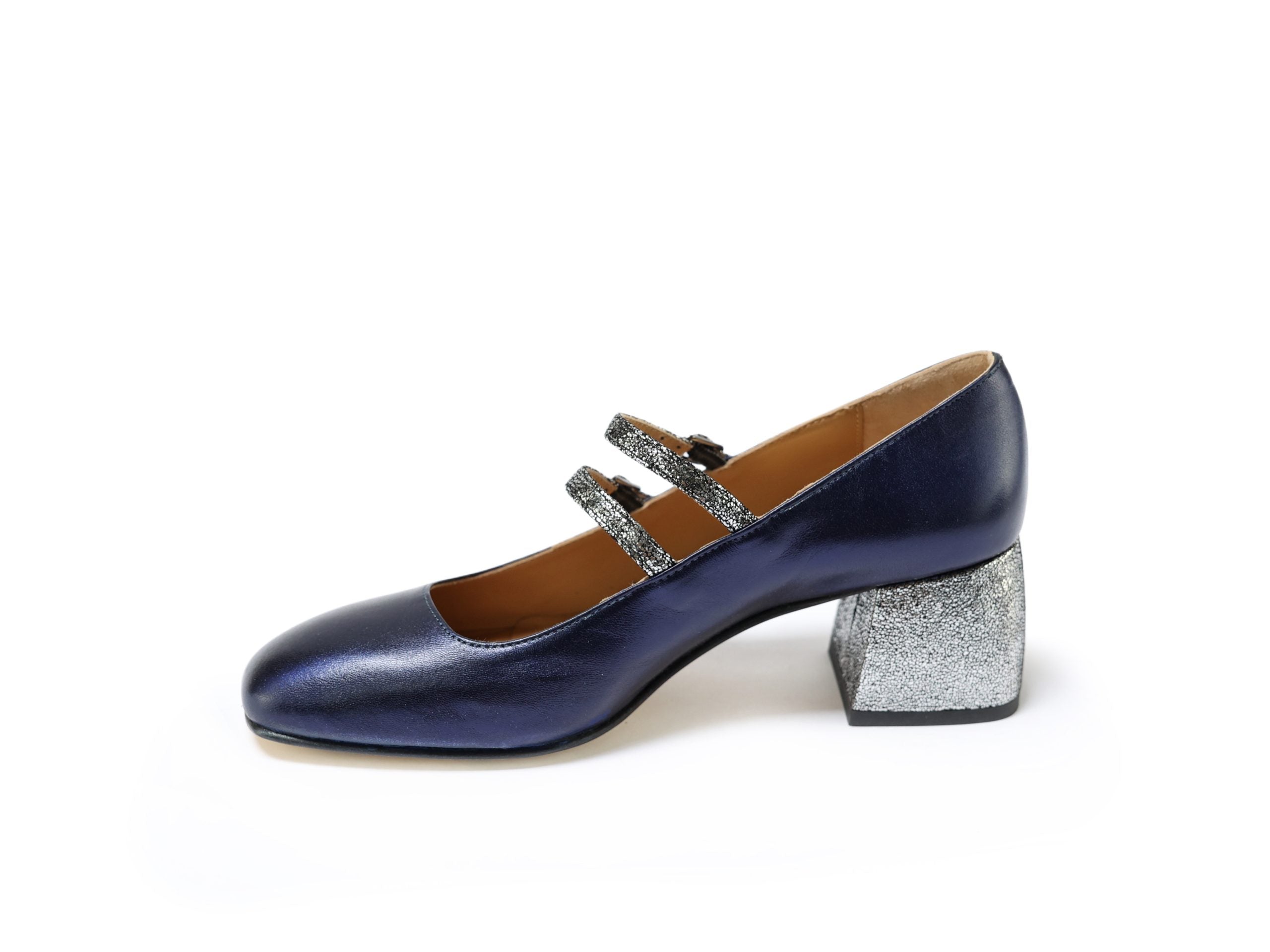 Décolleté Gita Blu Pumps with Shiny Laminate