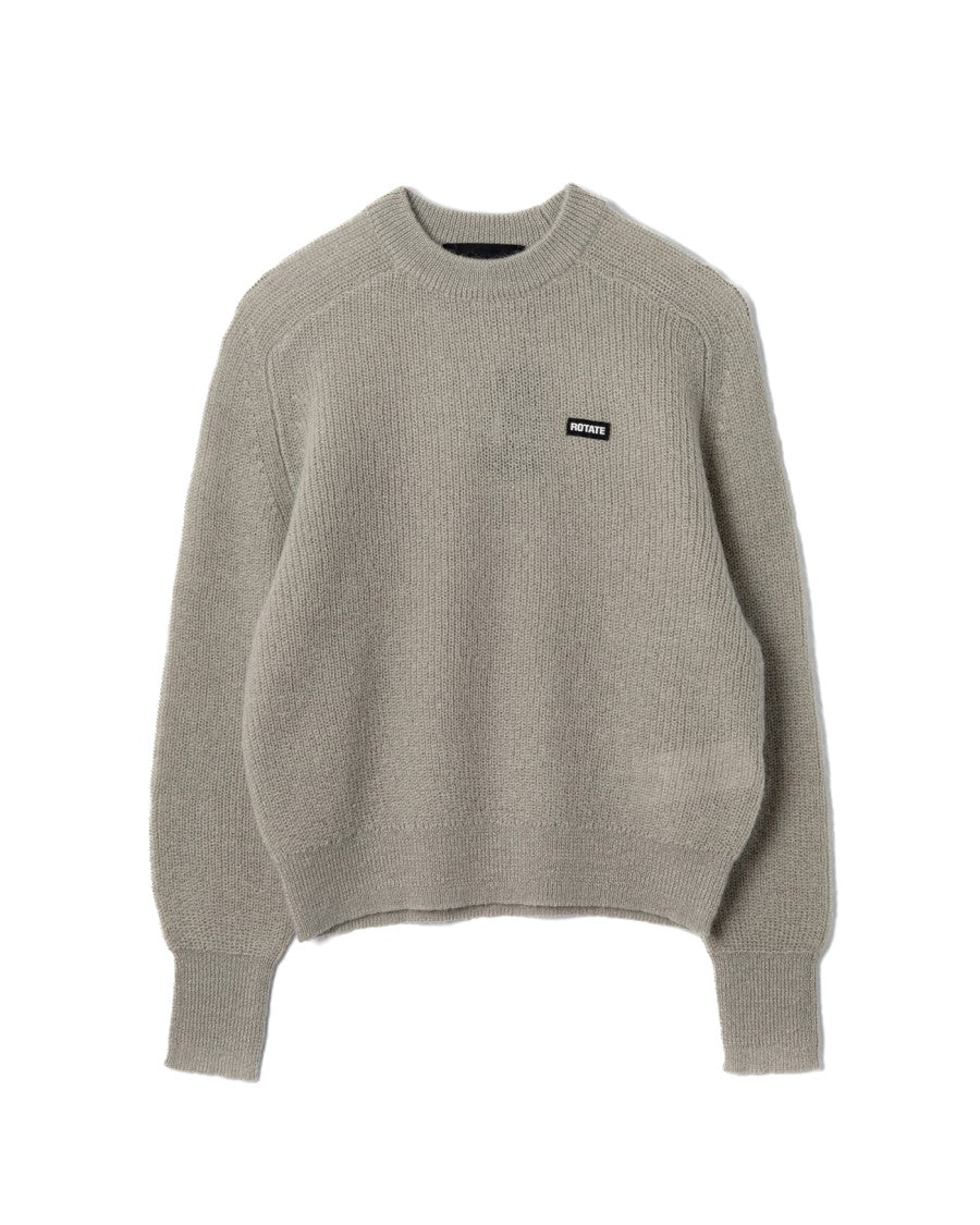 Oversized Knit Jumper With Logo Patch