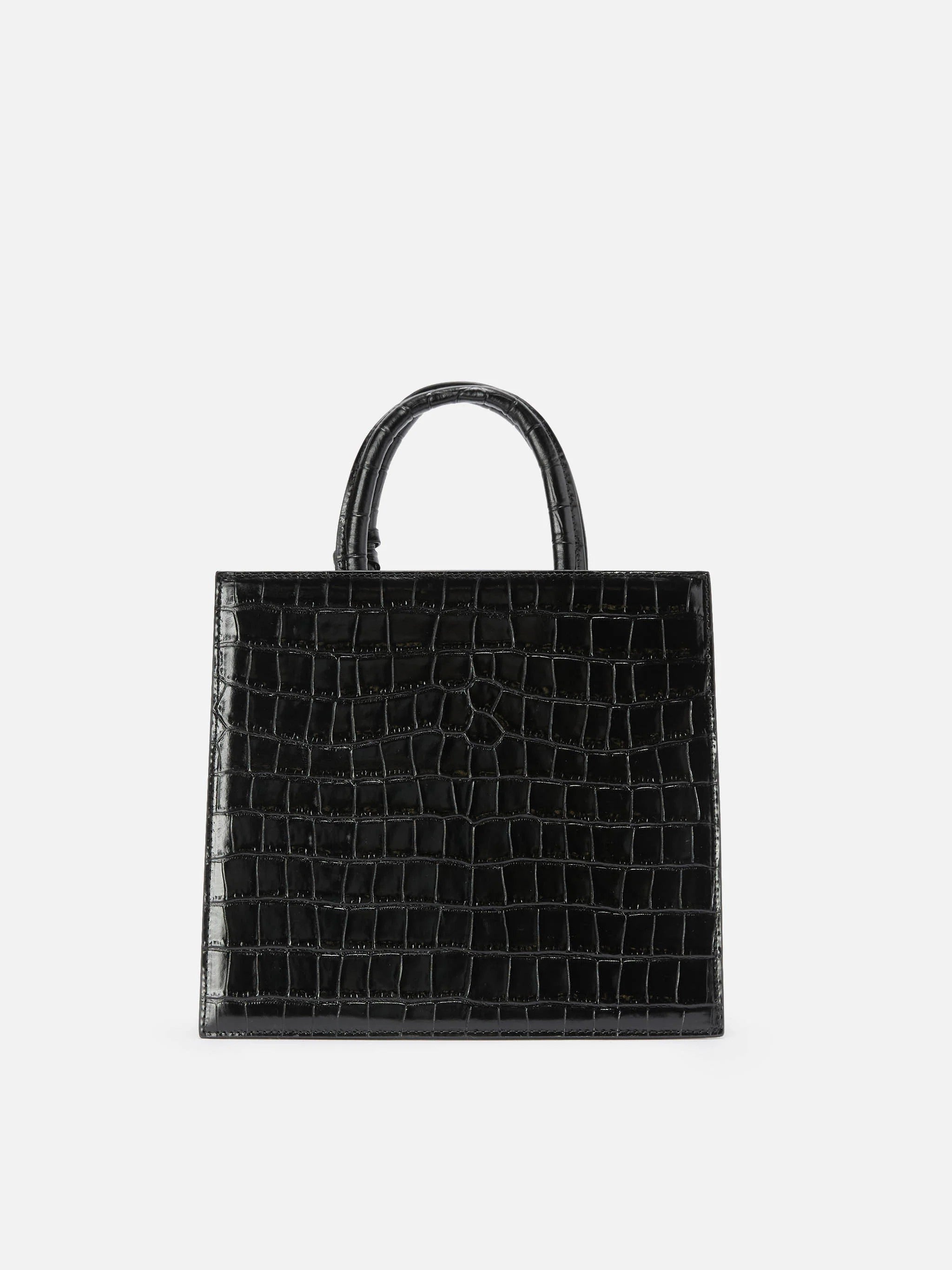Crocodile-Embossed Midi Shoulder Bag With Gold-Tone Logo