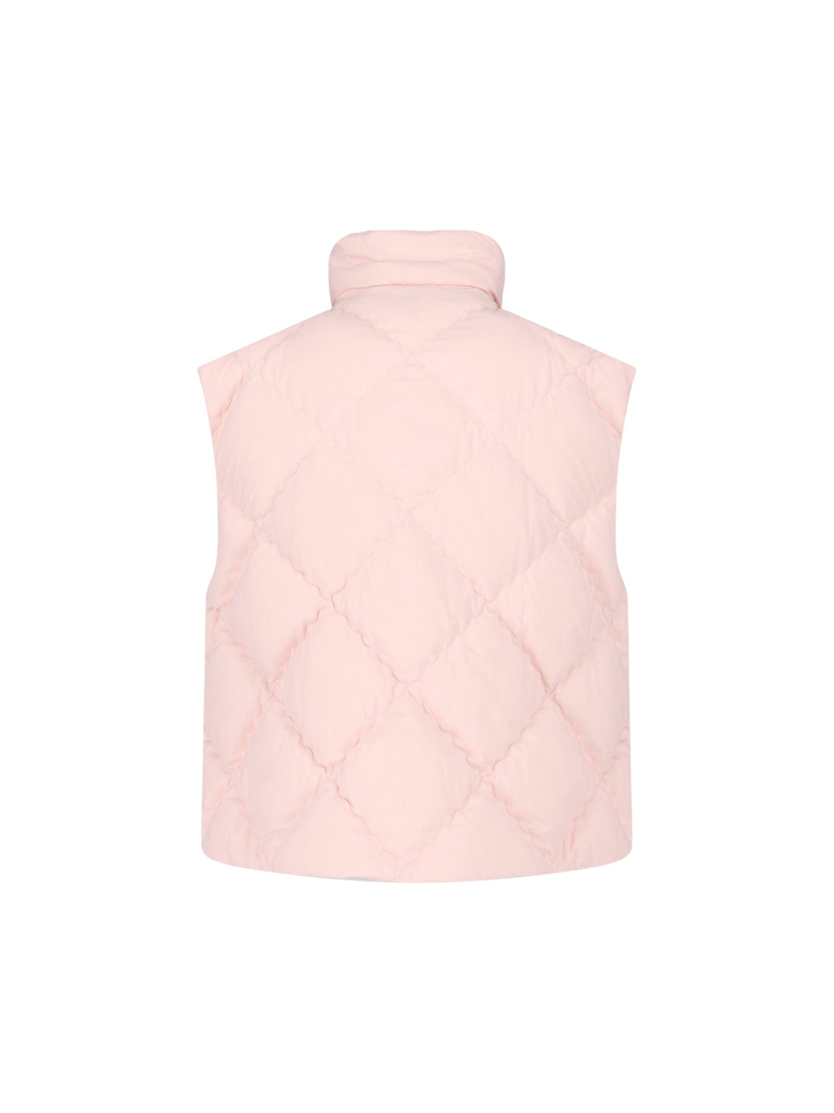 Pink Padded High-Collar Quilted Vest