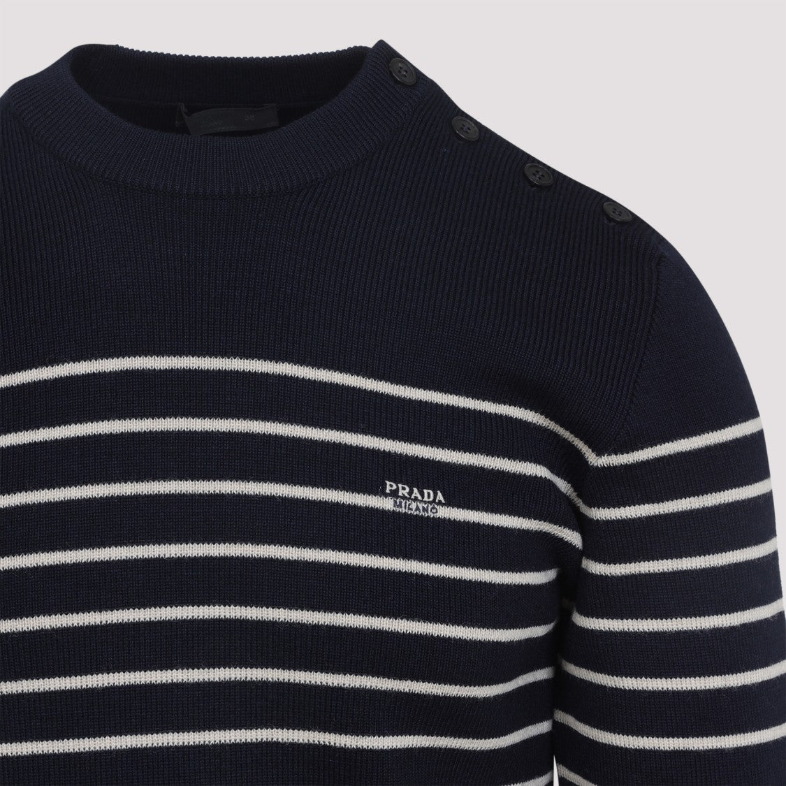 Round Neck Blue Striped Sweater