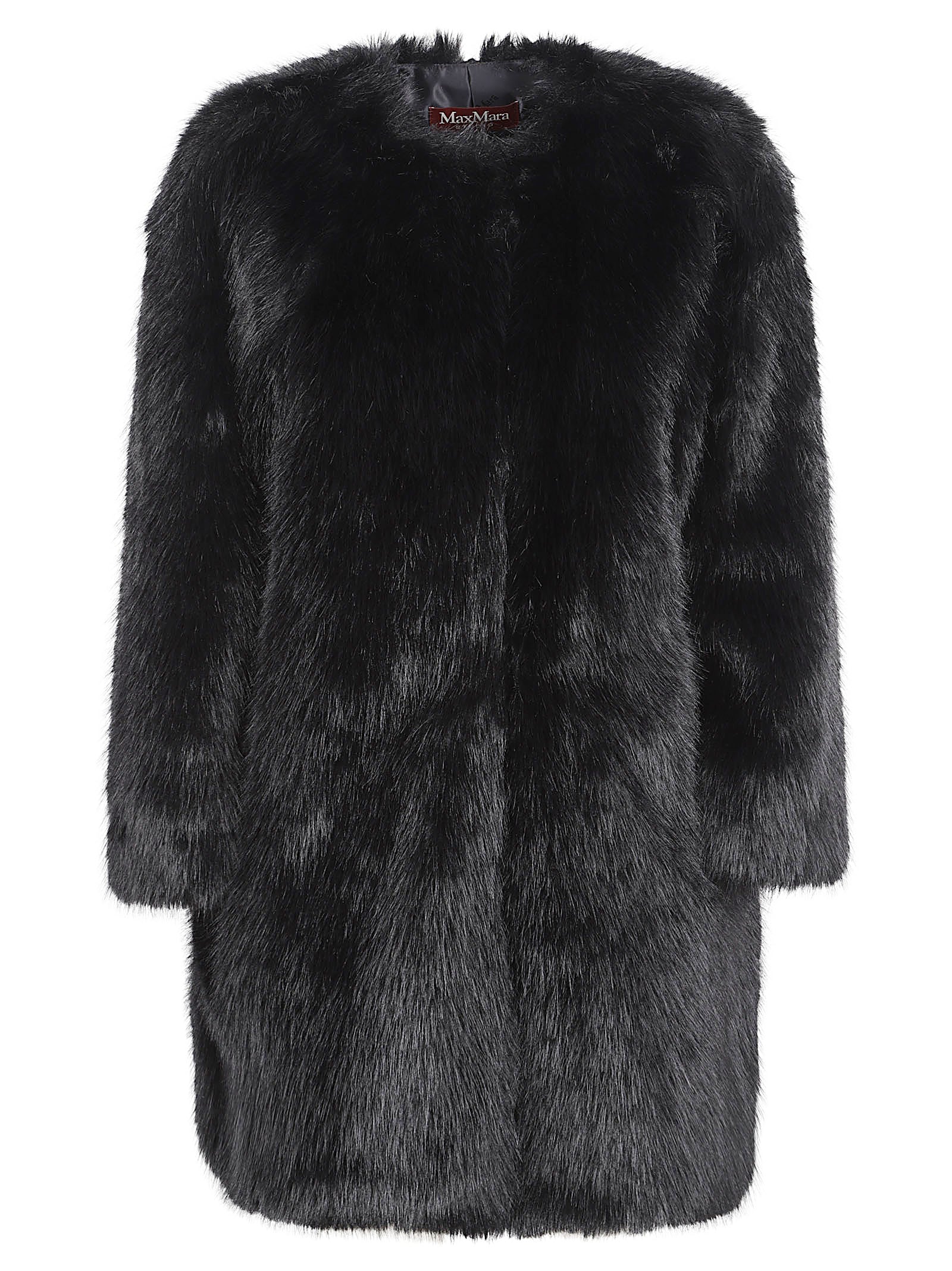 Plush Faux Fur Black Coat
