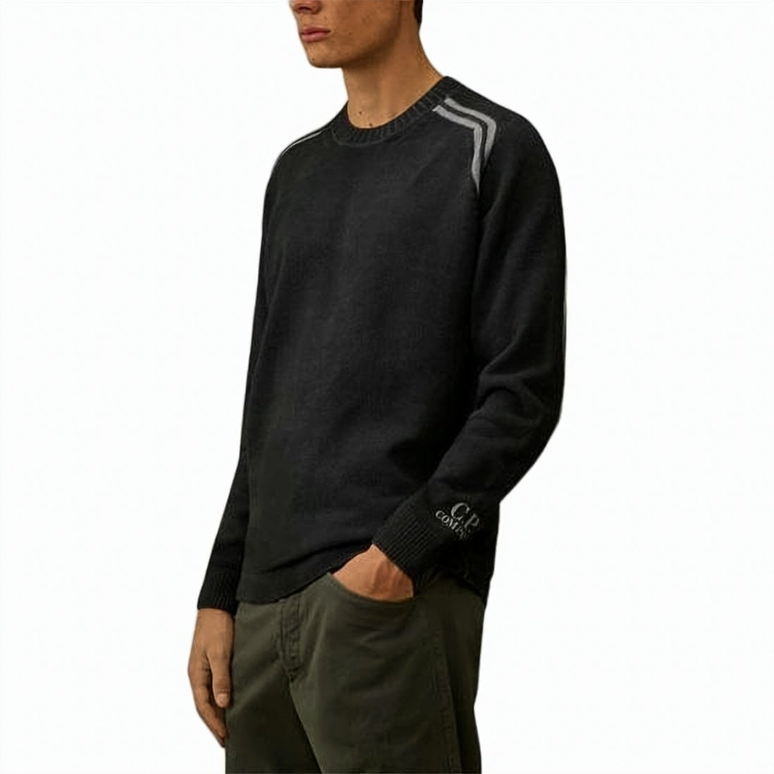 Cable Knit Sweater With Logo Panel And Ribbed Accents