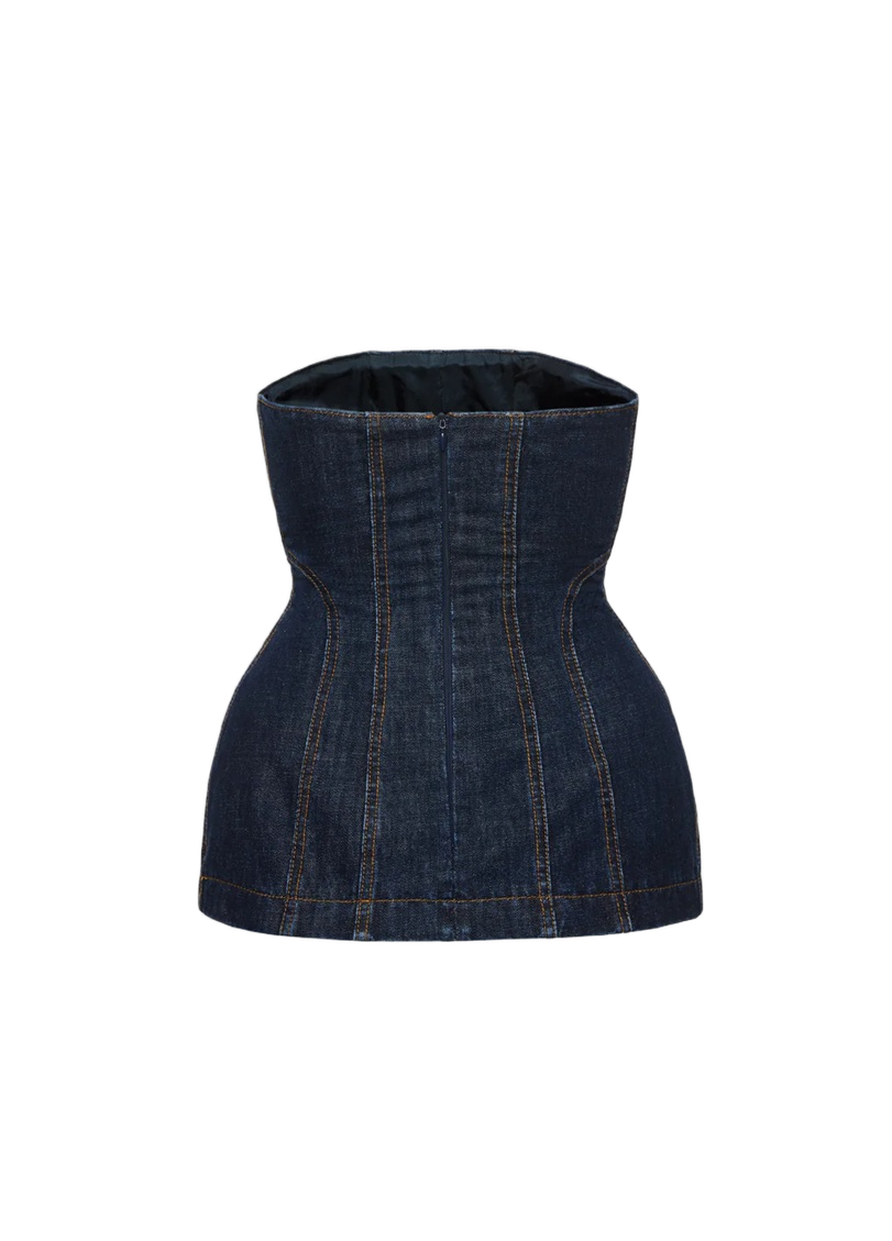 Sculpted Corset Top in Rigid Cotton Denim