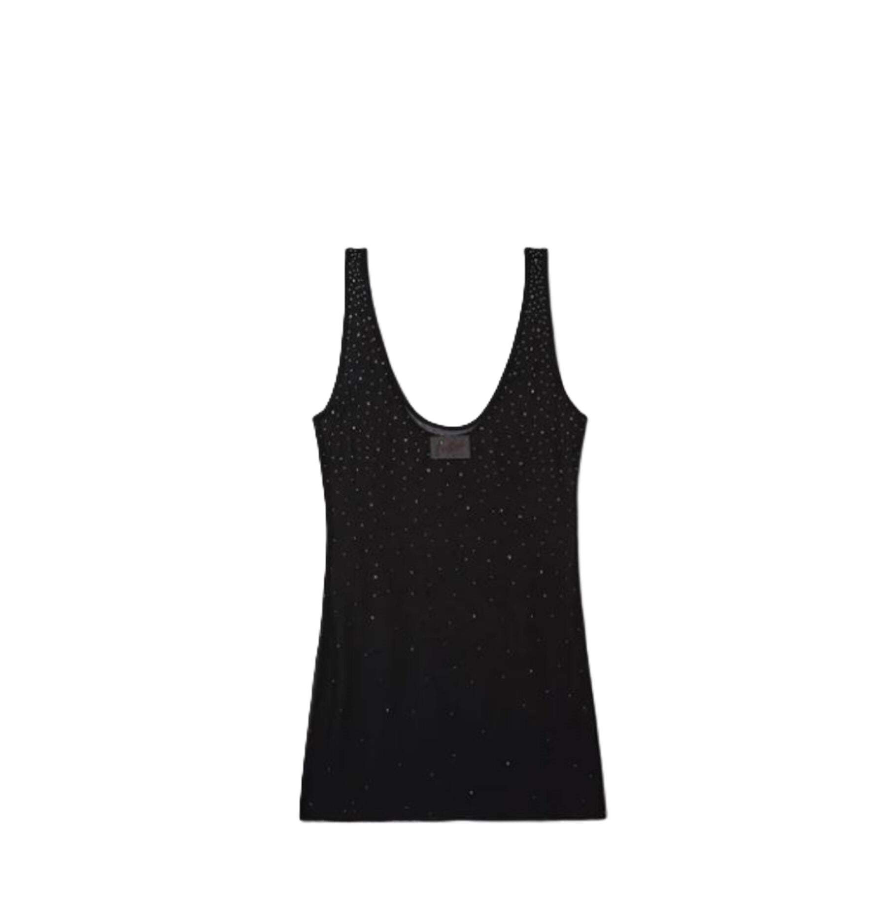 Sheer Black Mini Dress with Sparkling Embellishments