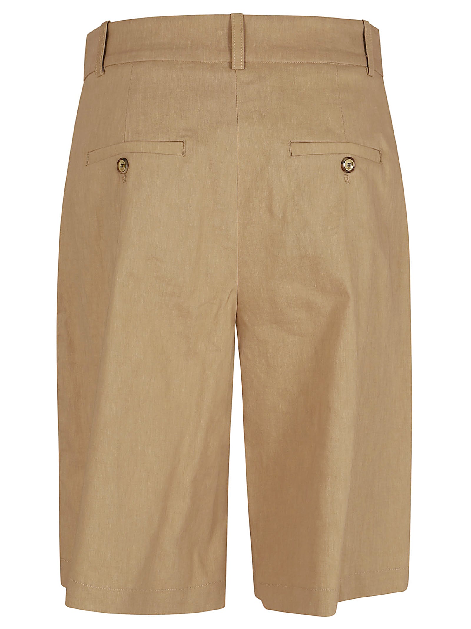 Brown Slub Linen Bermuda Shorts