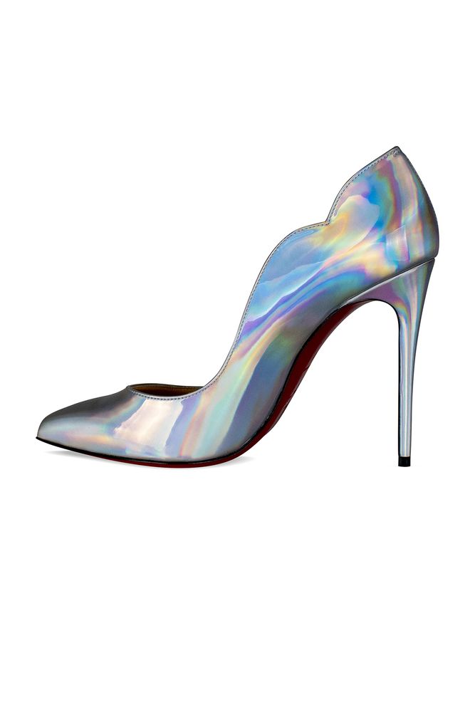 Holographic Silver Patent Leather Pumps
