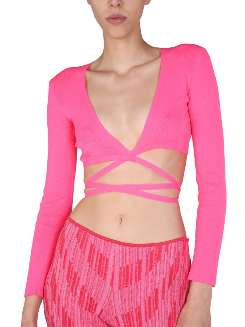 Cropped Top With Wide V-Neck