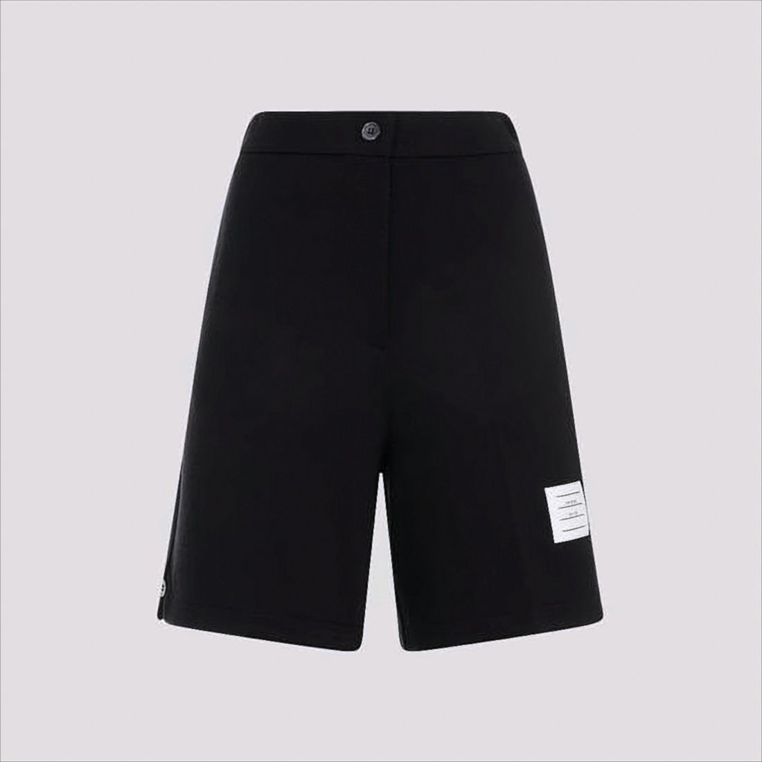 Tailored Black Shorts with Clean Silhouette and Subtle Patch
