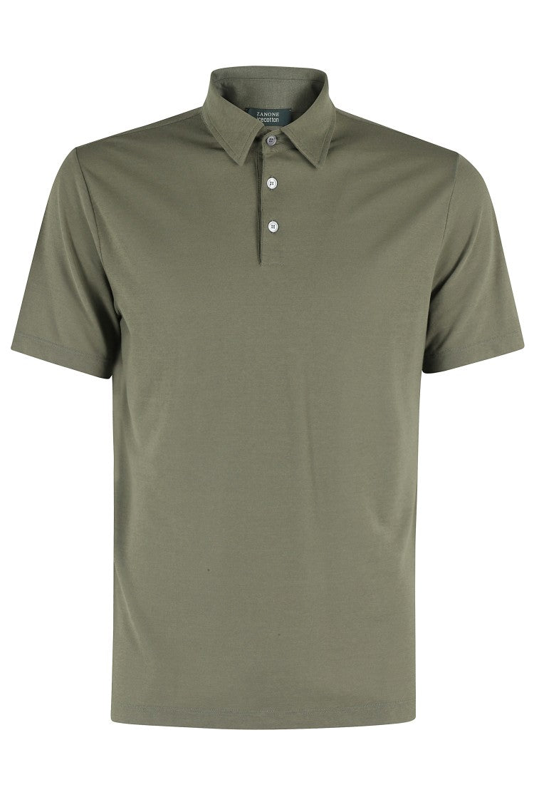 Ice Cotton Polo Shirt With Buttoned Collar