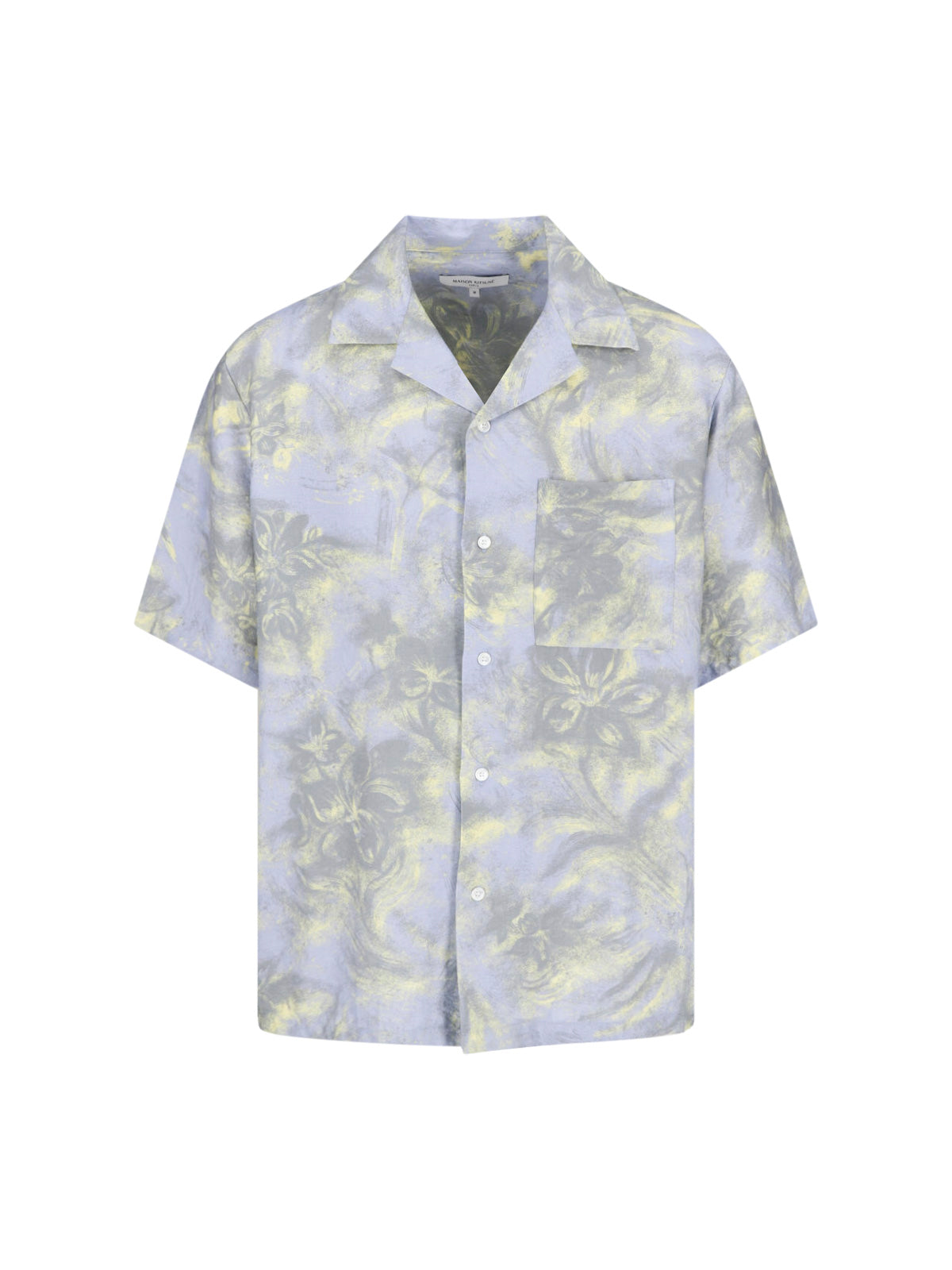 Azure Floral Print Cotton Camp Shirt