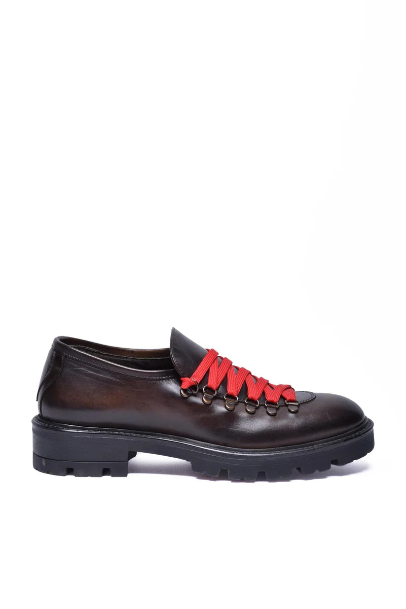 Lace-up Shoes with Lug Sole - Brown