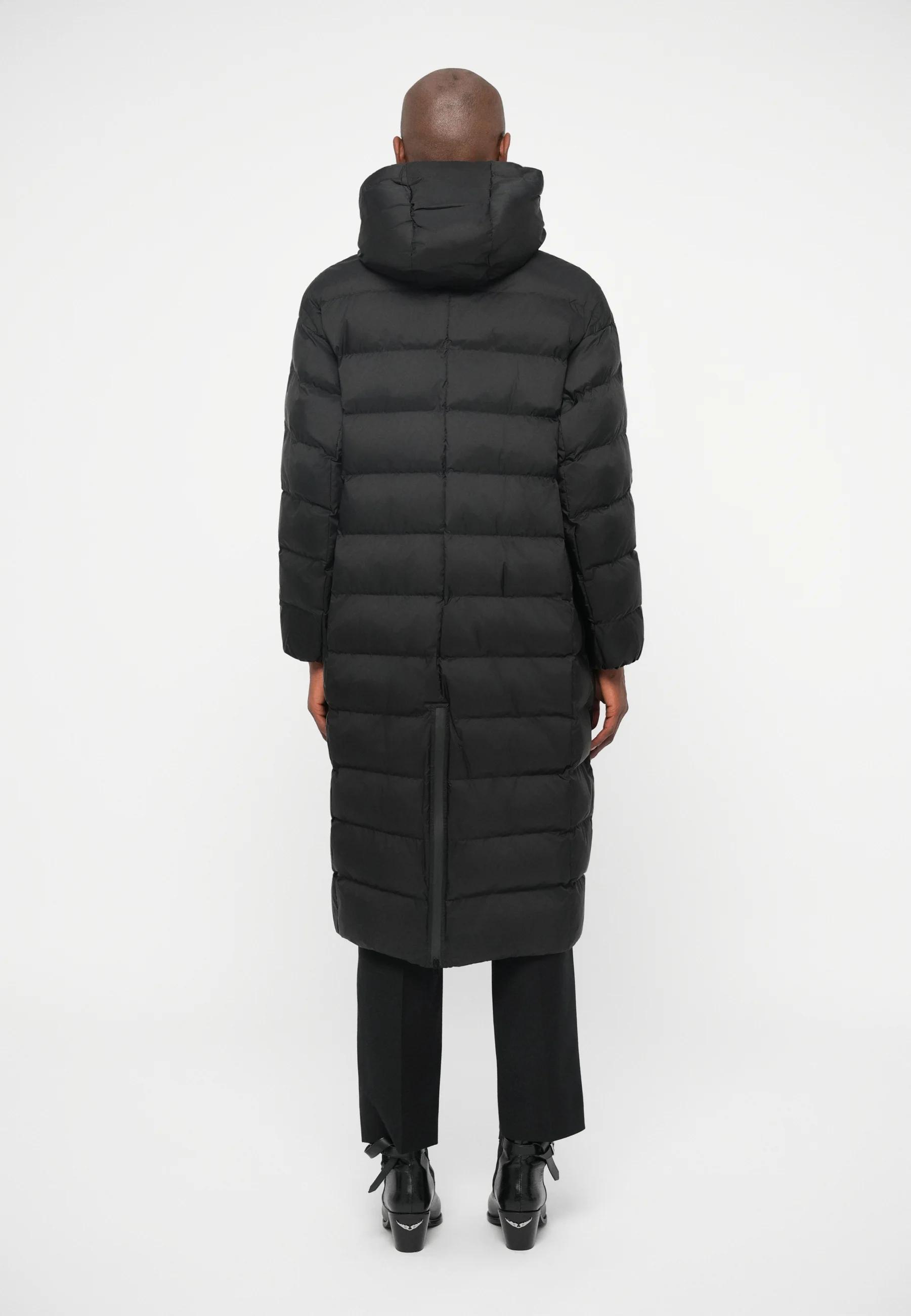 Quilted Down Coat With High Collar