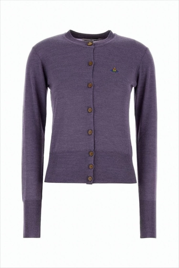 Cropped Purple Cardigan with Button-Down Front