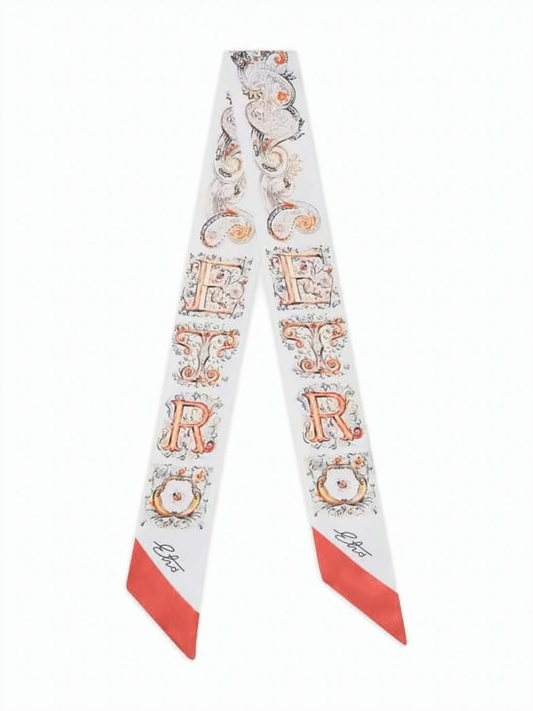 Baroque-Inspired Silk Scarf with Ornate Floral Motifs