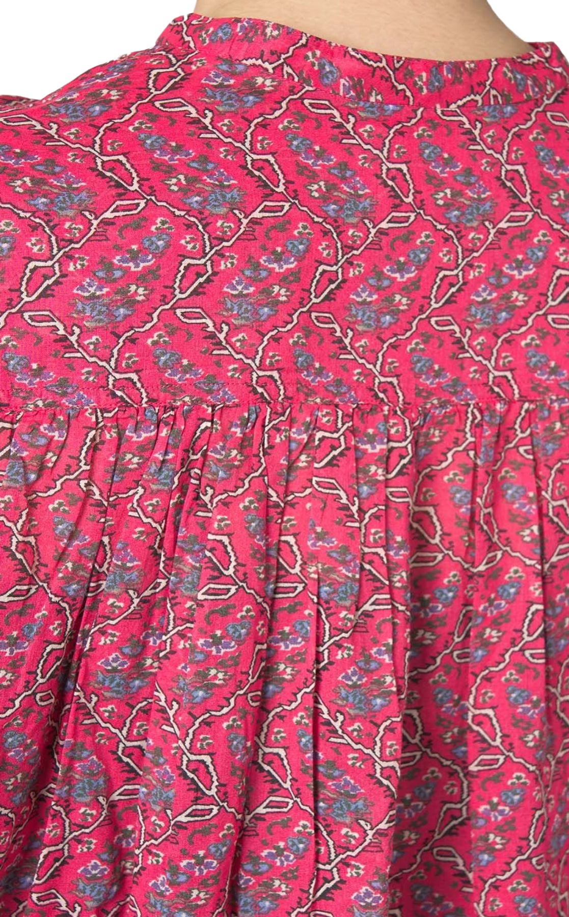 Floral Print Tunic with Voluminous Sleeves