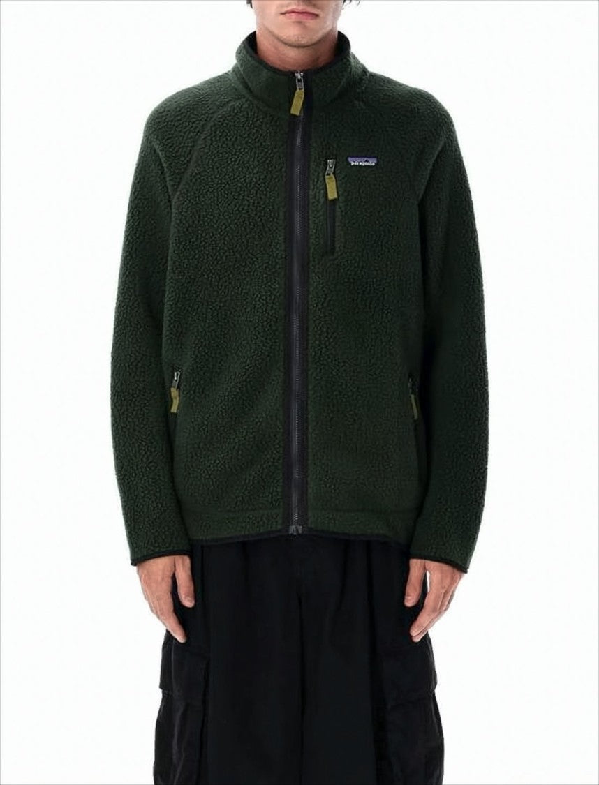 Textured Fleece Jacket With High Collar