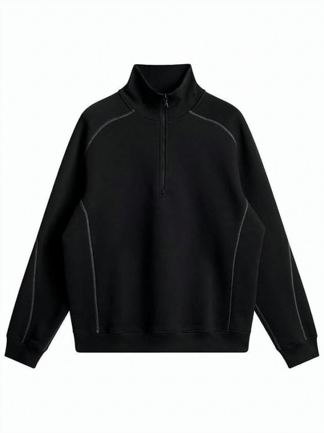 Black Pullover Jacket with Half-Zip Front