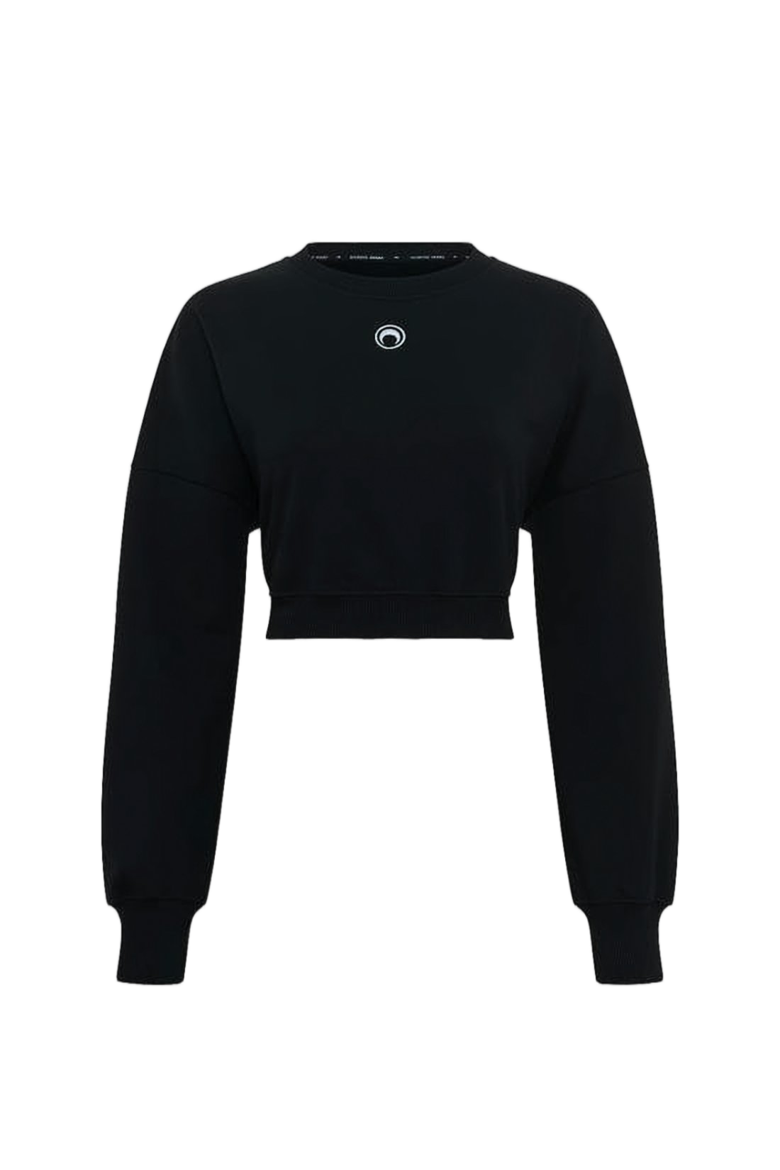 Cropped Long-Sleeve Top with Crescent Moon Emblem