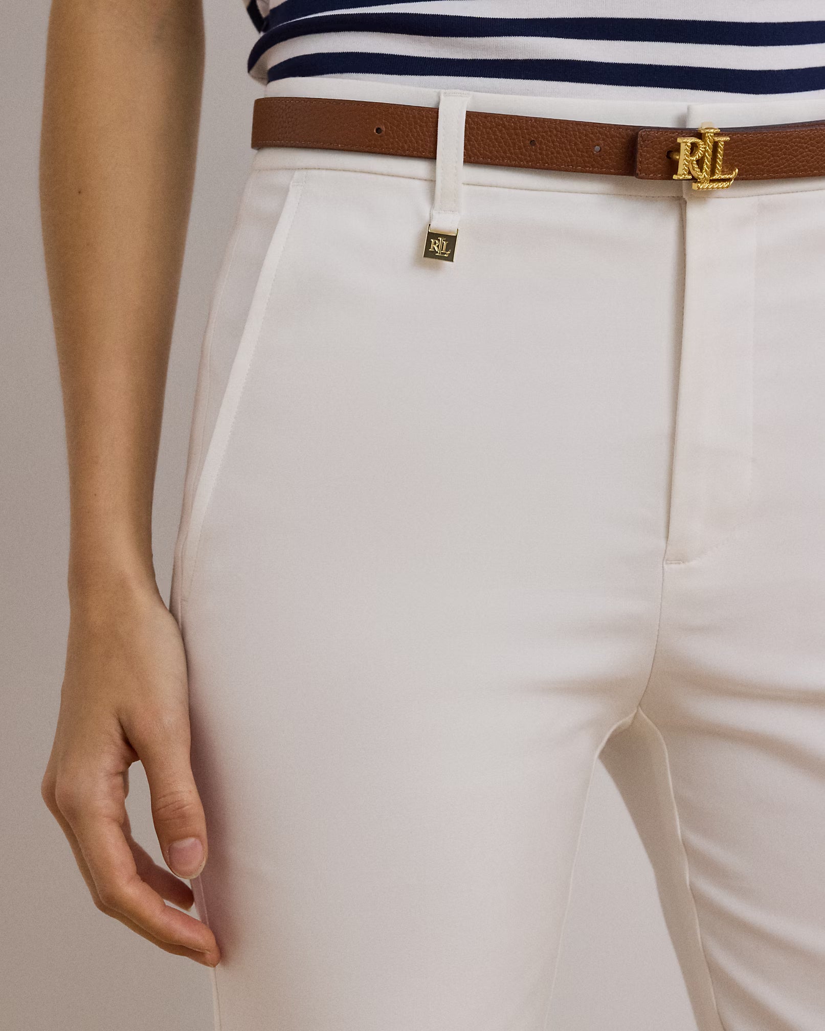 White Lakythia Slim Wool Stretch Trousers