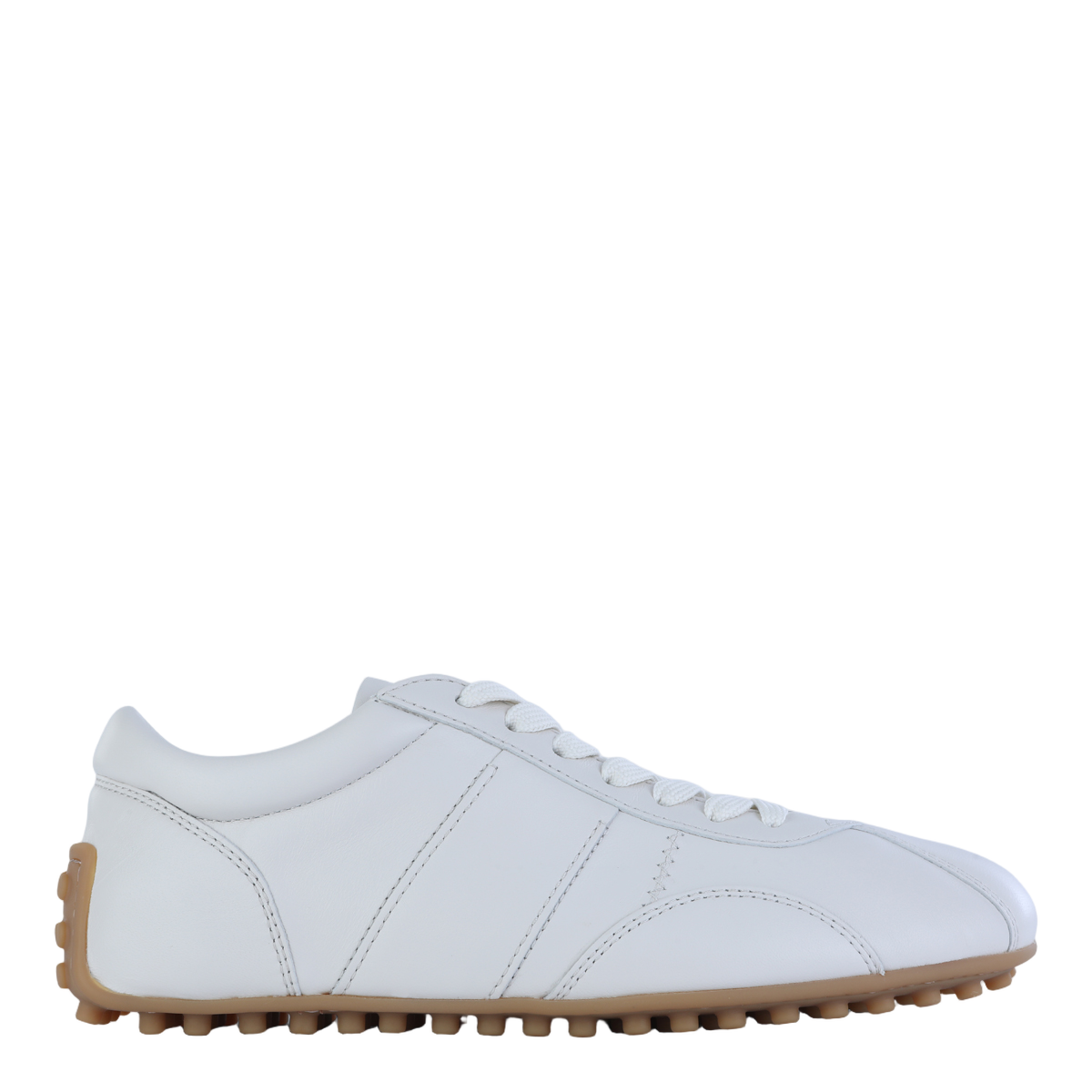 White Leather Sneakers with Gum Rubber Sole