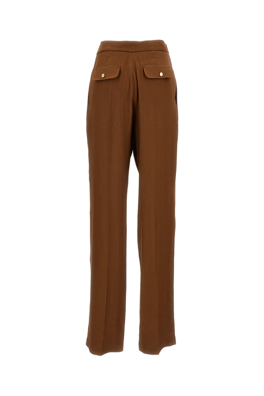 Tailored Brown Linen-Blend Trousers