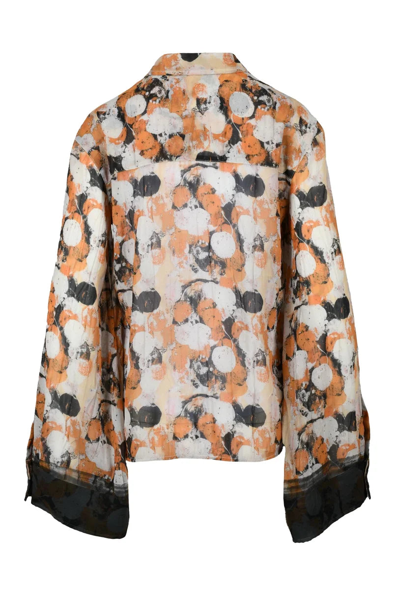 Fluid Abstract Pattern Shirt with Button-Down Front