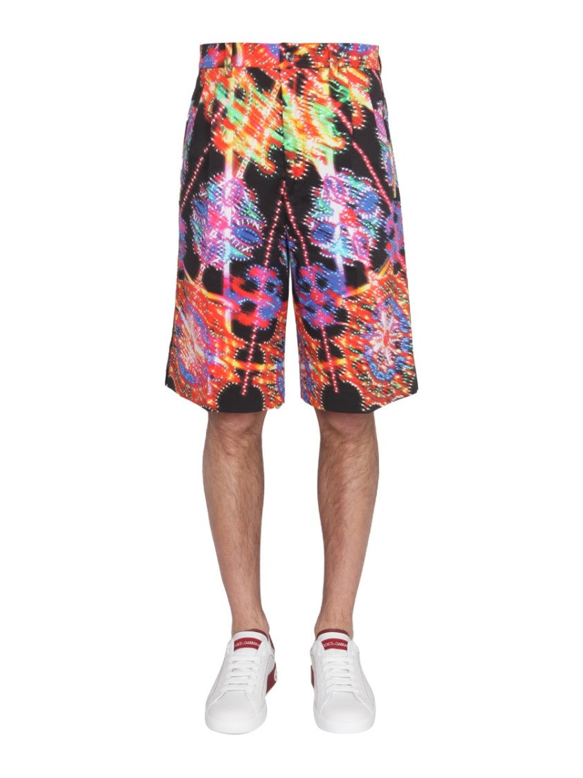 Bermuda Shorts With Vibrant Luminary-Inspired Print