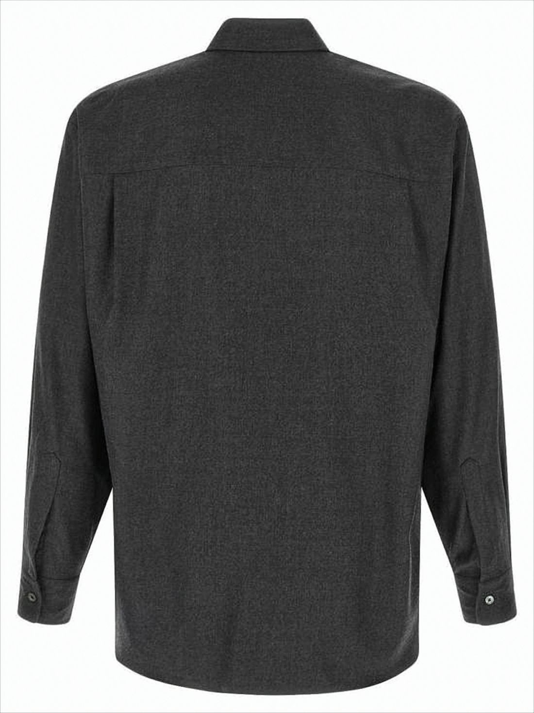 Relaxed Fit Wool Shirt With Classic Collar