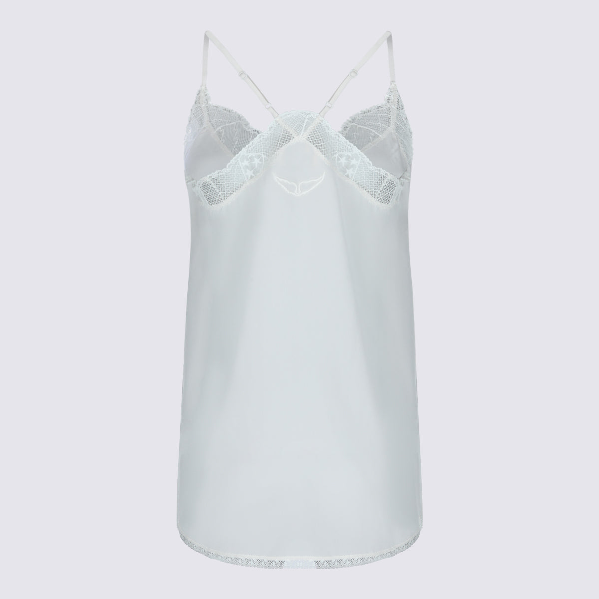 Silk Top with Intricate Lace and V-Neckline